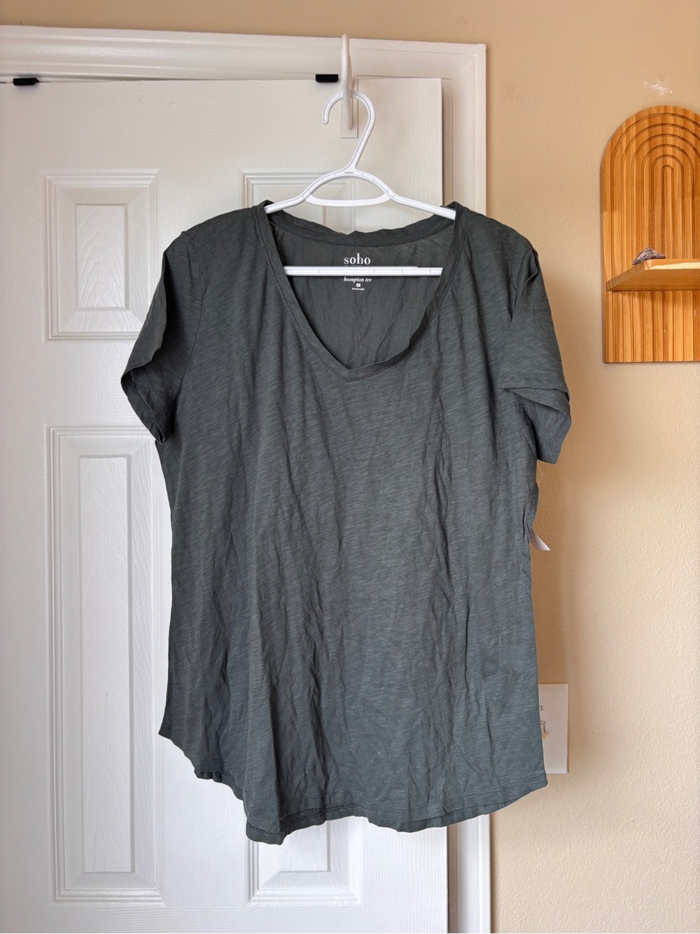 Soho Olive Green V-Neck Short Sleeve Tee